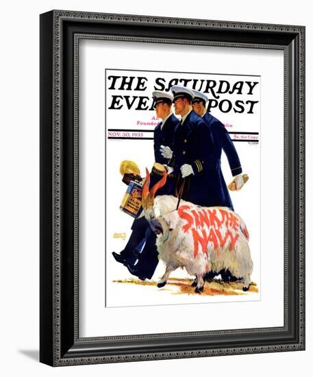 "Sink the Navy," Saturday Evening Post Cover, November 30, 1935-Albert W. Hampson-Framed Giclee Print