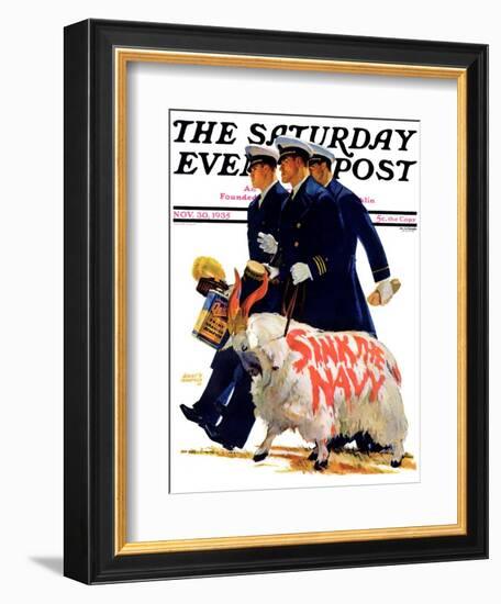 "Sink the Navy," Saturday Evening Post Cover, November 30, 1935-Albert W. Hampson-Framed Giclee Print