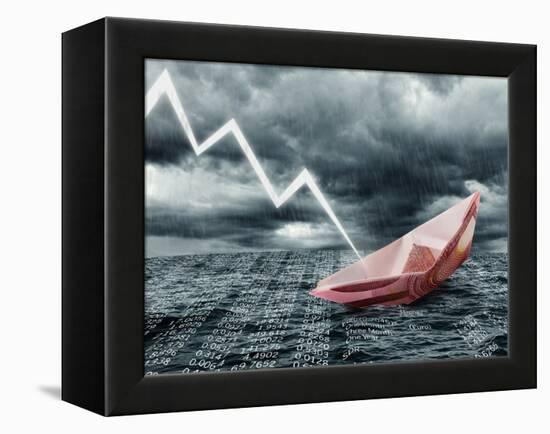 Sinking Euro Ship. Crisis Concept-egal-Framed Premier Image Canvas