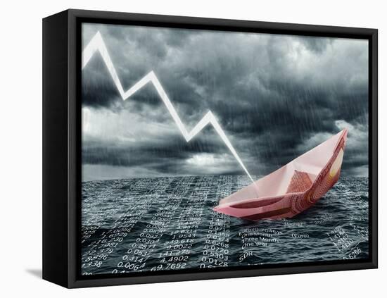 Sinking Euro Ship. Crisis Concept-egal-Framed Premier Image Canvas