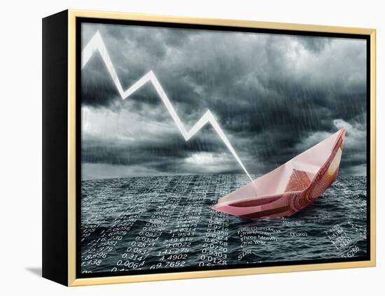 Sinking Euro Ship. Crisis Concept-egal-Framed Premier Image Canvas