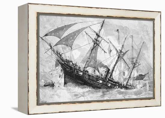 Sinking of the "Alabama", 19 June 1864, Engraved by Schultz-Julian Oliver Davidson-Framed Premier Image Canvas