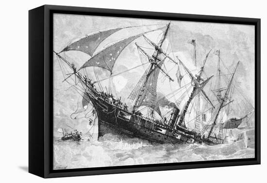 Sinking of the "Alabama", 19 June 1864, Engraved by Schultz-Julian Oliver Davidson-Framed Premier Image Canvas