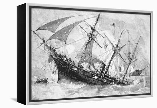 Sinking of the "Alabama", 19 June 1864, Engraved by Schultz-Julian Oliver Davidson-Framed Premier Image Canvas