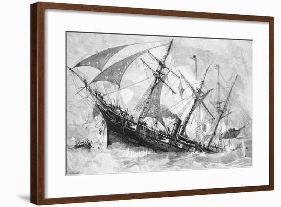 Sinking of the "Alabama", 19 June 1864, Engraved by Schultz-Julian Oliver Davidson-Framed Giclee Print
