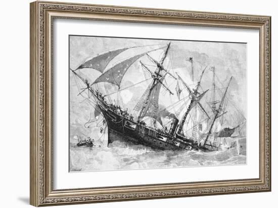 Sinking of the "Alabama", 19 June 1864, Engraved by Schultz-Julian Oliver Davidson-Framed Giclee Print