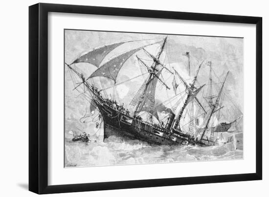 Sinking of the "Alabama", 19 June 1864, Engraved by Schultz-Julian Oliver Davidson-Framed Giclee Print