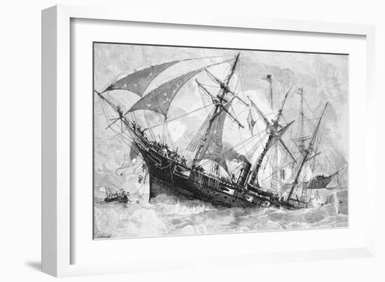 Sinking of the "Alabama", 19 June 1864, Engraved by Schultz-Julian Oliver Davidson-Framed Giclee Print