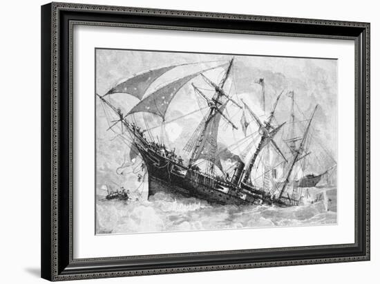 Sinking of the "Alabama", 19 June 1864, Engraved by Schultz-Julian Oliver Davidson-Framed Giclee Print