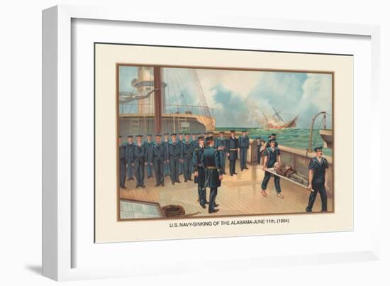 Sinking of the Alabama, June 11, 1864-Werner-Framed Art Print