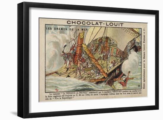 Sinking of the French Warship Vengeur Du Peuple, Battle of Ushant, 1794-null-Framed Giclee Print