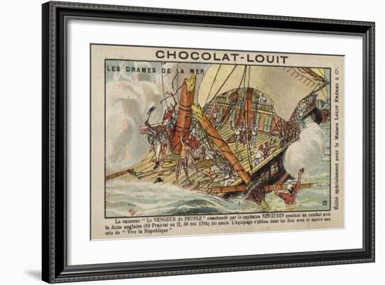 Sinking of the French Warship Vengeur Du Peuple, Battle of Ushant, 1794-null-Framed Giclee Print