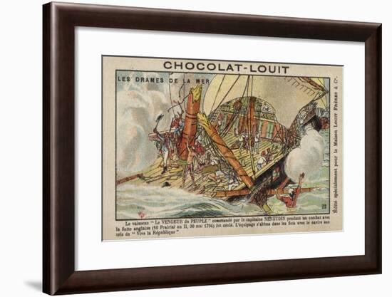 Sinking of the French Warship Vengeur Du Peuple, Battle of Ushant, 1794-null-Framed Giclee Print