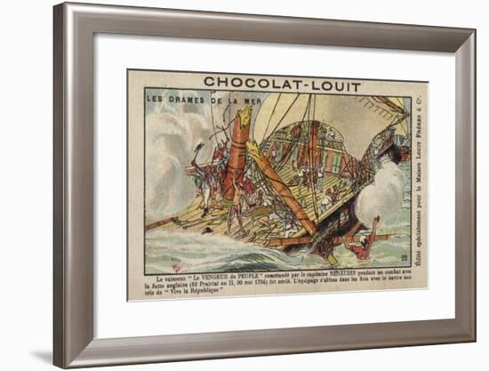 Sinking of the French Warship Vengeur Du Peuple, Battle of Ushant, 1794-null-Framed Giclee Print