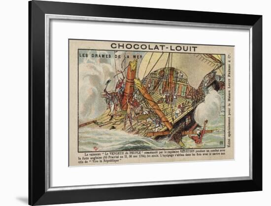 Sinking of the French Warship Vengeur Du Peuple, Battle of Ushant, 1794-null-Framed Giclee Print