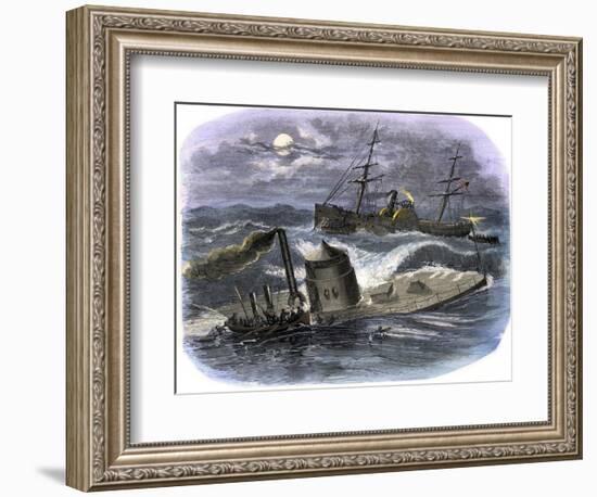 Sinking of the Ironclad USS Monitor in a Gale Off North Carolina, c.1862-null-Framed Giclee Print