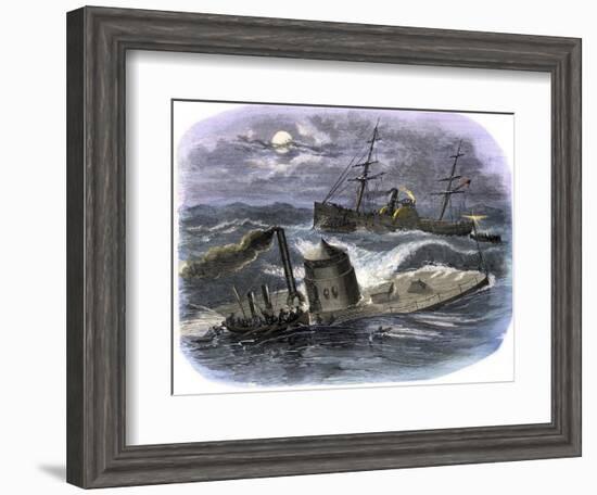Sinking of the Ironclad USS Monitor in a Gale Off North Carolina, c.1862-null-Framed Giclee Print