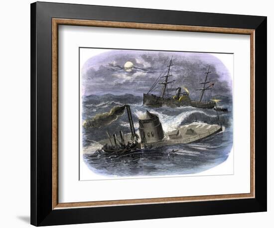 Sinking of the Ironclad USS Monitor in a Gale Off North Carolina, c.1862--Framed Giclee Print