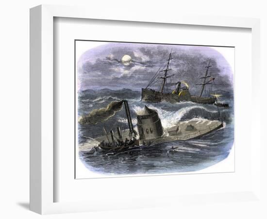 Sinking of the Ironclad USS Monitor in a Gale Off North Carolina, c.1862-null-Framed Giclee Print