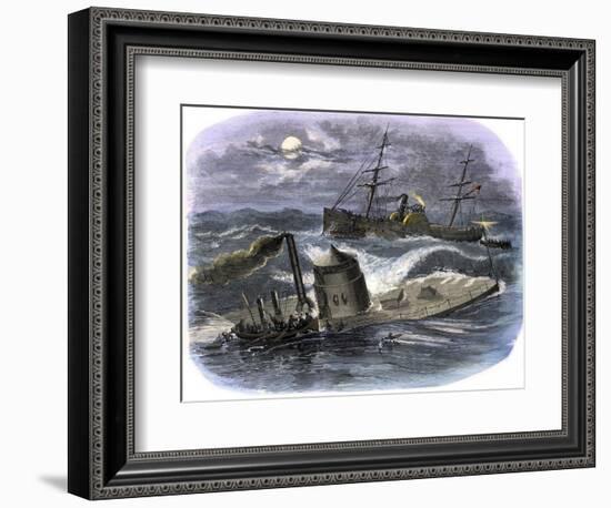 Sinking of the Ironclad USS Monitor in a Gale Off North Carolina, c.1862-null-Framed Giclee Print