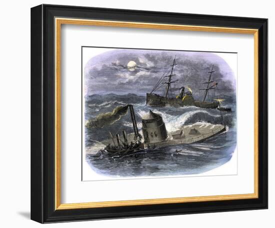 Sinking of the Ironclad USS Monitor in a Gale Off North Carolina, c.1862--Framed Giclee Print