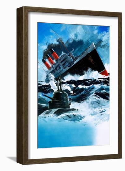 Sinking of the Lusitania-null-Framed Giclee Print