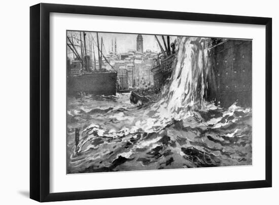 Sinking of the Merchant Ship 'Stamboul, Istanbul Harbour. May 25th 1915-null-Framed Giclee Print