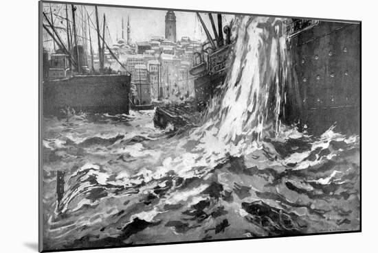 Sinking of the Merchant Ship 'Stamboul, Istanbul Harbour. May 25th 1915-null-Mounted Giclee Print