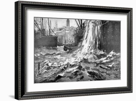 Sinking of the Merchant Ship 'Stamboul, Istanbul Harbour. May 25th 1915-null-Framed Giclee Print