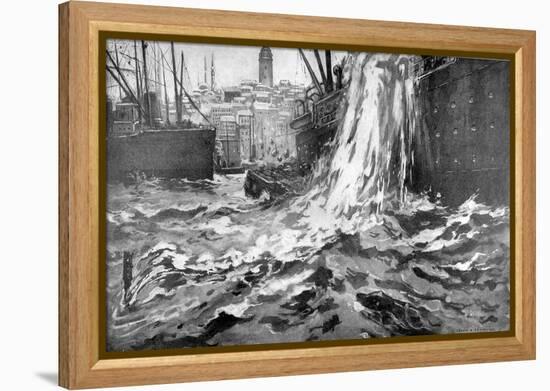 Sinking of the Merchant Ship 'Stamboul, Istanbul Harbour. May 25th 1915-null-Framed Premier Image Canvas