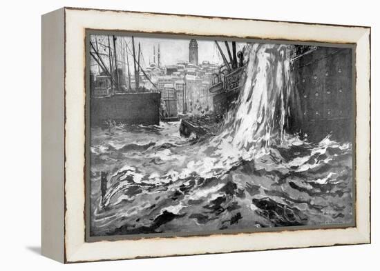 Sinking of the Merchant Ship 'Stamboul, Istanbul Harbour. May 25th 1915-null-Framed Premier Image Canvas