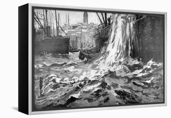 Sinking of the Merchant Ship 'Stamboul, Istanbul Harbour. May 25th 1915-null-Framed Premier Image Canvas