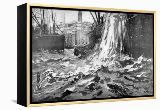 Sinking of the Merchant Ship 'Stamboul, Istanbul Harbour. May 25th 1915-null-Framed Premier Image Canvas