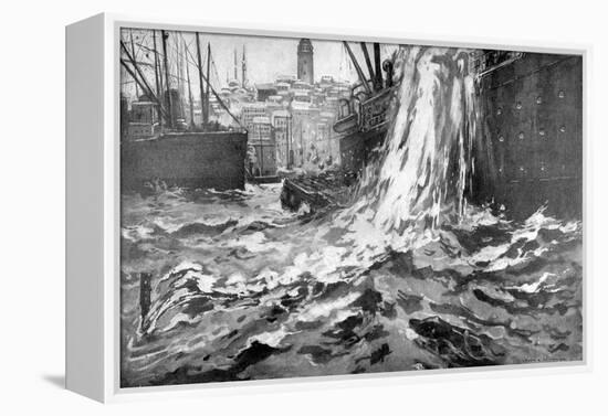 Sinking of the Merchant Ship 'Stamboul, Istanbul Harbour. May 25th 1915-null-Framed Premier Image Canvas