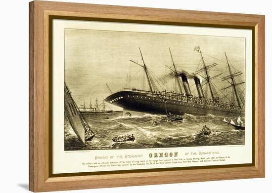 Sinking of the Steamship Oregon of the Cunard Line, Pub. C.1886-null-Framed Premier Image Canvas