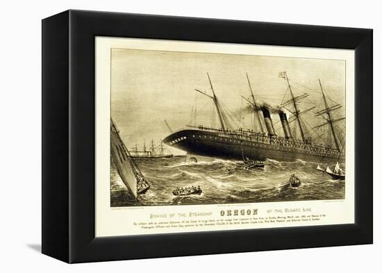 Sinking of the Steamship Oregon of the Cunard Line, Pub. C.1886-null-Framed Premier Image Canvas