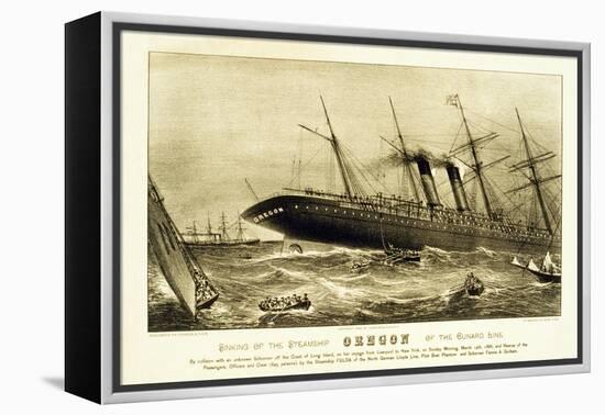 Sinking of the Steamship Oregon of the Cunard Line, Pub. C.1886-null-Framed Premier Image Canvas