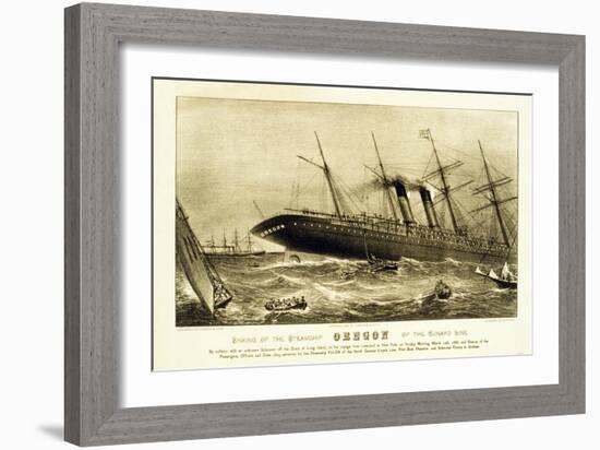 Sinking of the Steamship Oregon of the Cunard Line, Pub. C.1886-null-Framed Giclee Print