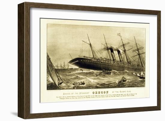 Sinking of the Steamship Oregon of the Cunard Line, Pub. C.1886-null-Framed Giclee Print