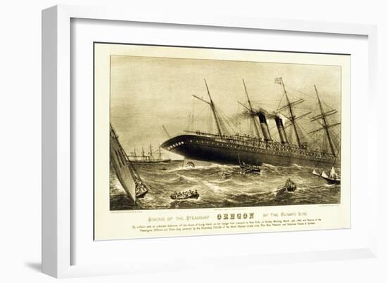 Sinking of the Steamship Oregon of the Cunard Line, Pub. C.1886-null-Framed Giclee Print