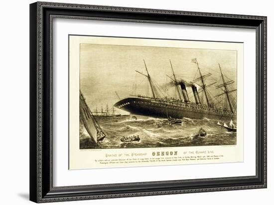 Sinking of the Steamship Oregon of the Cunard Line, Pub. C.1886-null-Framed Giclee Print