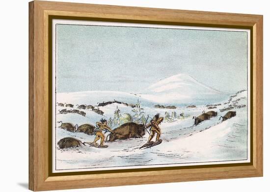 Sious Hunting in Snow-George Catlin-Framed Stretched Canvas