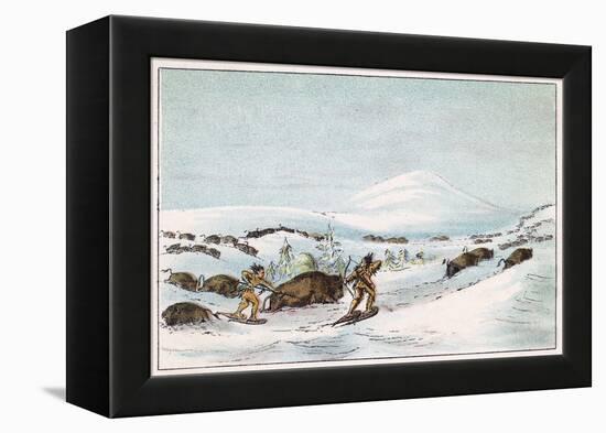 Sious Hunting in Snow-George Catlin-Framed Stretched Canvas