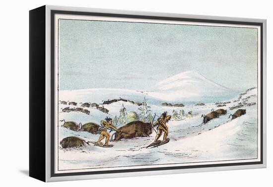 Sious Hunting in Snow-George Catlin-Framed Stretched Canvas