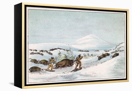 Sious Hunting in Snow-George Catlin-Framed Stretched Canvas