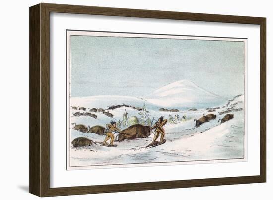 Sious Hunting in Snow-George Catlin-Framed Art Print