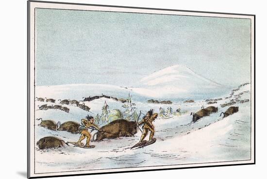 Sious Hunting in Snow-George Catlin-Mounted Art Print