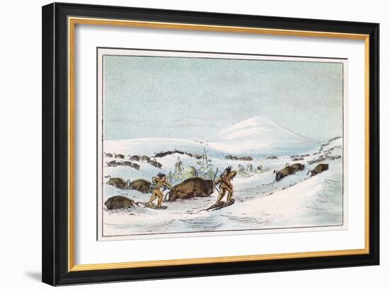 Sious Hunting in Snow-George Catlin-Framed Art Print