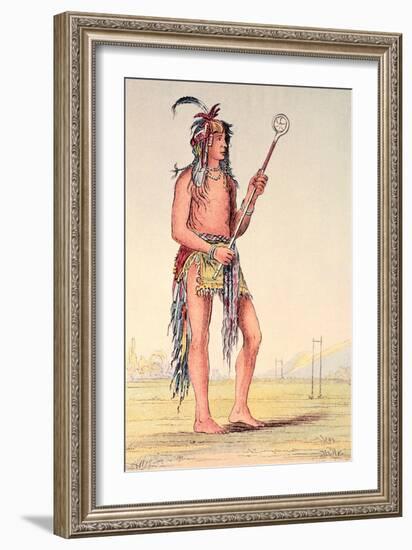 Sioux Ball Player Ah-No-Je-Nange, "He Who Stands on Both Sides", 19th Century-George Catlin-Framed Giclee Print