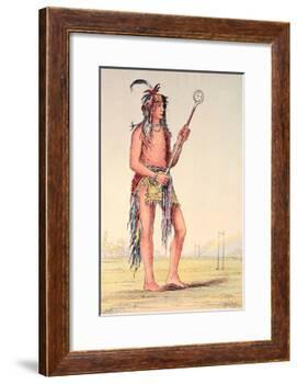 Sioux Ball Player Ah-No-Je-Nange, "He Who Stands on Both Sides", 19th Century-George Catlin-Framed Giclee Print